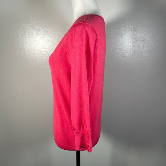 Architect Pink V Neck Tight Knit 3/4 Sleeve Pullover Sweater PXL - Picture 5 of 12
